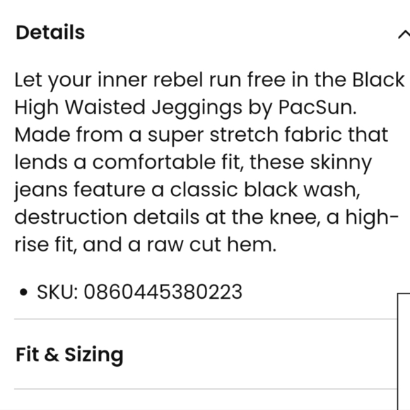 PacSun Black Distressed High Rise Jegging NWT - Picture 13 of 13